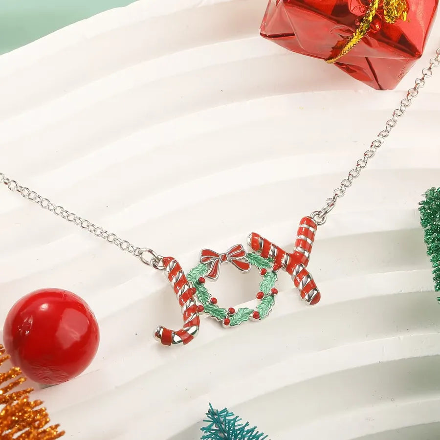 Christmas Eve 3D Letter Oil Drop Necklace Party Colorful Clavicle Chain Reindeer Pendant Alloy Zinc Alloy Unisex Necklace