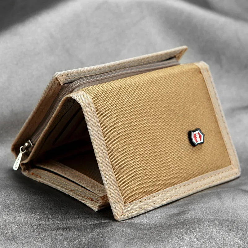 new fashion retro short jemiru canvas wallet tri-fold student fabric zipper wallet coin purse card holder