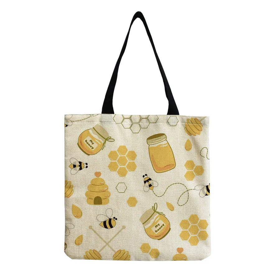 Unisex Cute Beetles Linen Shopping bags