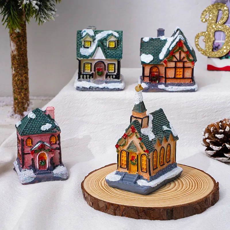 Christmas Vintage Style House Resin Daily Festival Ornaments
