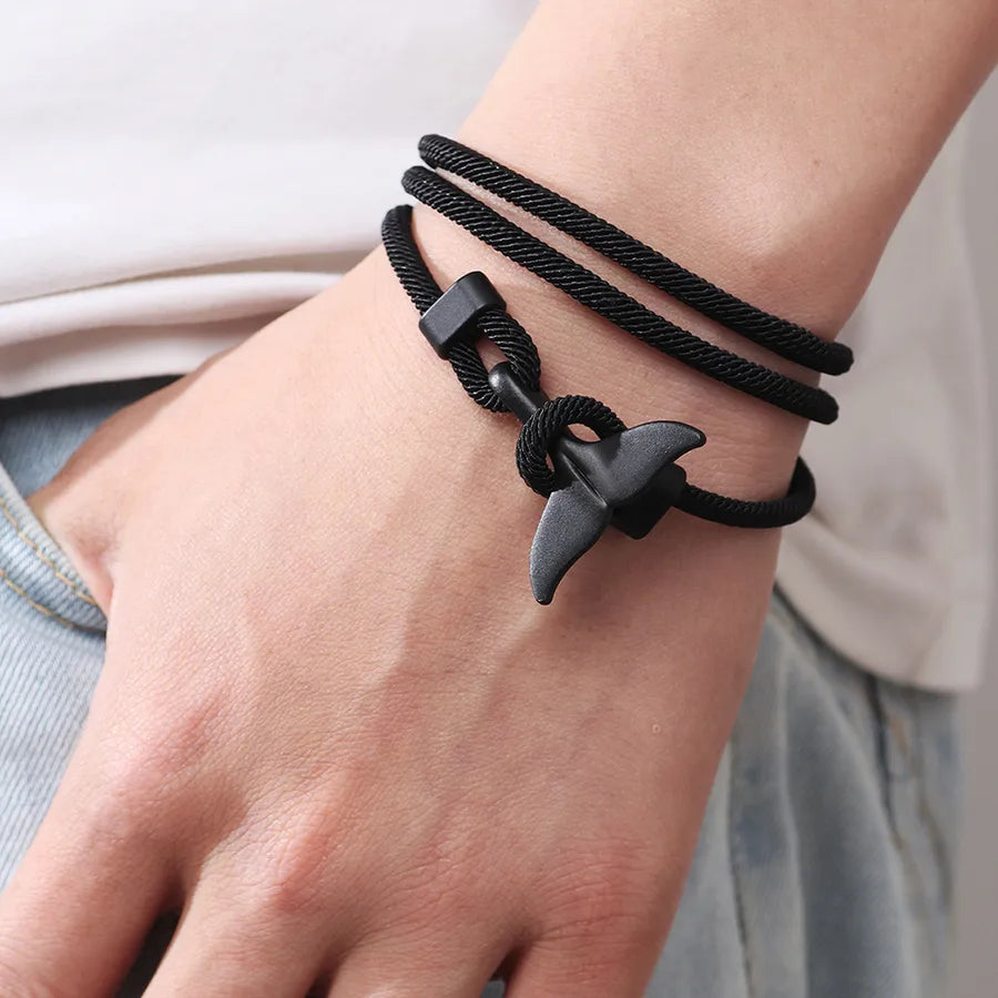 casual fish tail whale alloy rope unisex bracelets