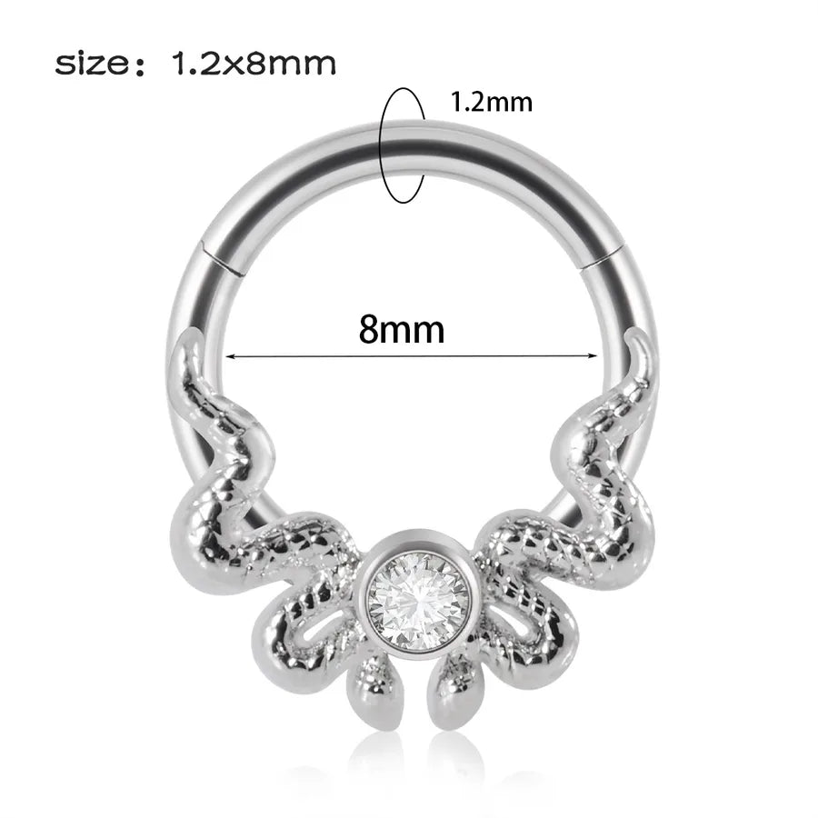 1 Piece Nose Rings & Studs Hip-Hop Round 304 Stainless Steel Rhinestone Copper Plating Rhinestones Zircon