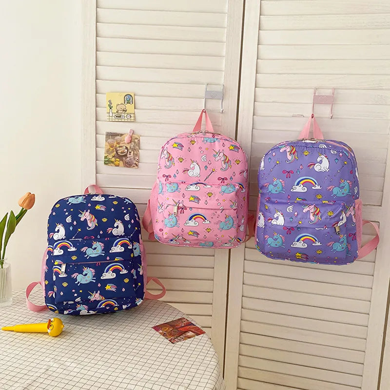 New Kindergarten Schoolbag Cute Cartoon  Girls Printed Cloth Backpack Outdoor Leisure Backpack Wholesale