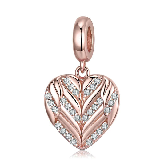 1 Piece 925 Sterling Silver Zircon Heart Shape Charms Jewelry Accessories