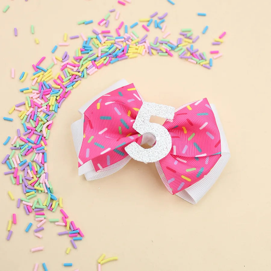 Birthday Digital Hairpin Pink Ice Cream Hair Band Children's Cute Sweet Birthday Hair Accessories  Explosions
