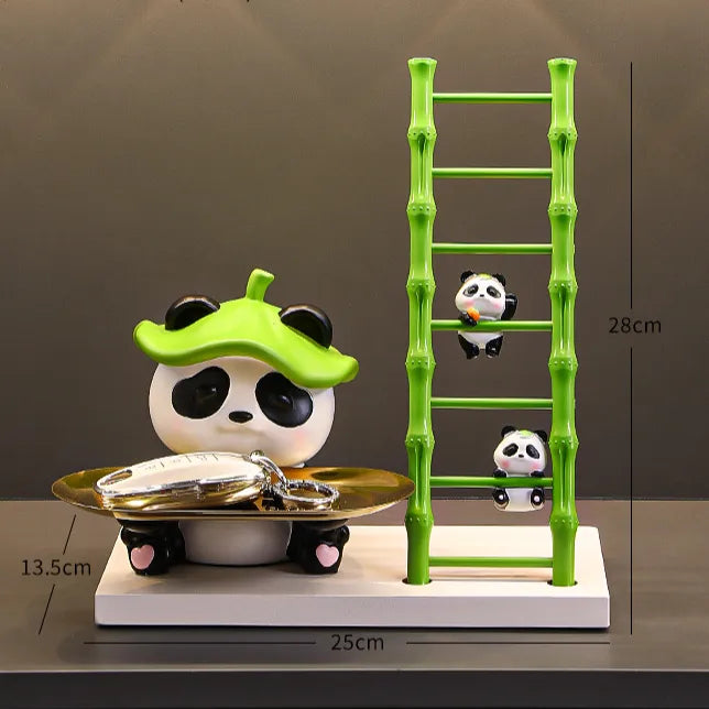 Cute panda decoration key storage living room home decoration creative gift wine cabinet entrance tray