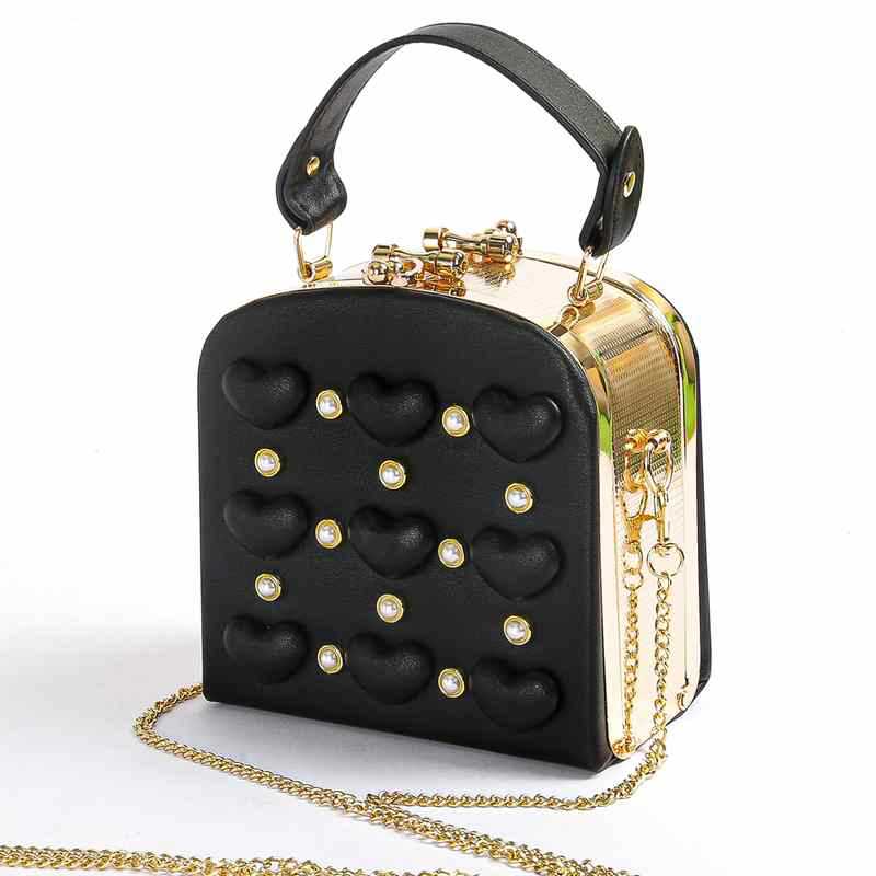 Pu Leather Heart Shape Solid Color Square Evening Bags