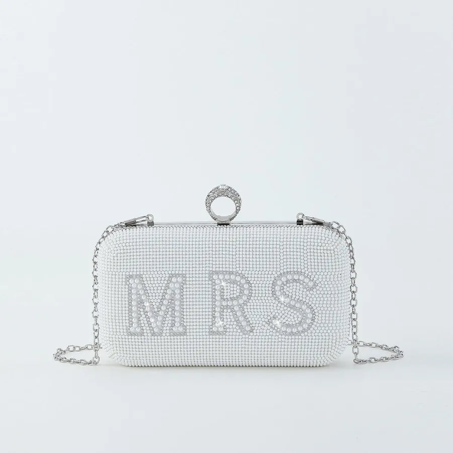 MRS English BRIDE letter rhinestone Pearl evening bag wedding wedding banquet clutch evening bag