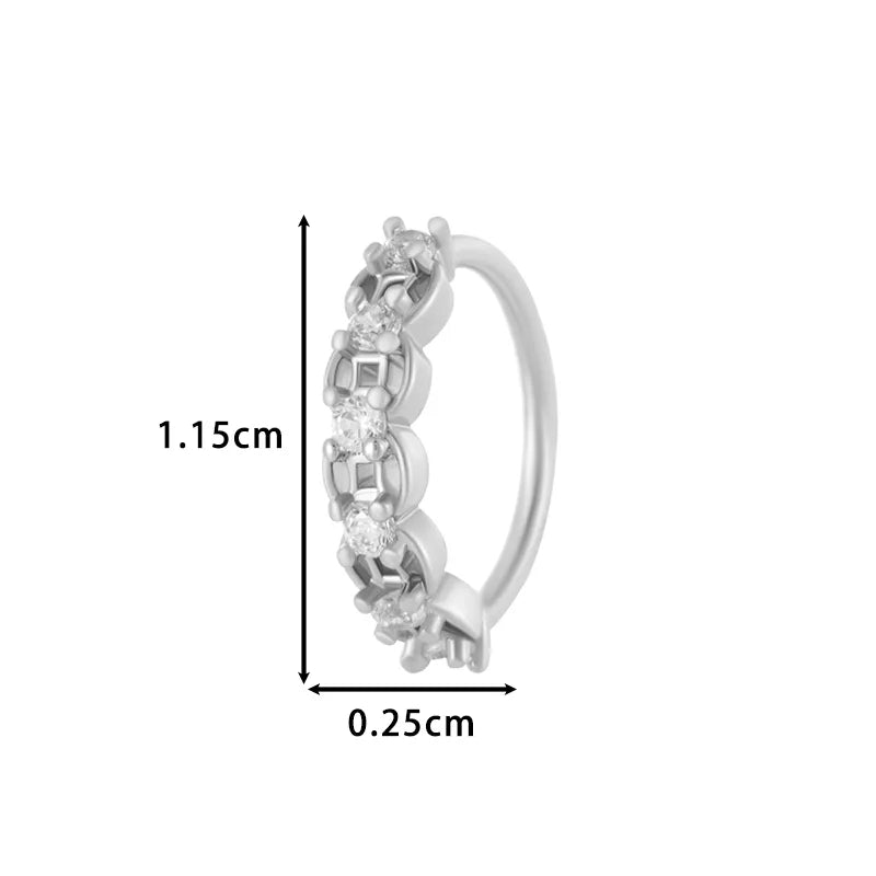 1 Piece Nose Rings & Studs Vacation Simple Style Cross Flower Butterfly Copper Cross Flowers Butterfly Zircon Nose Ring