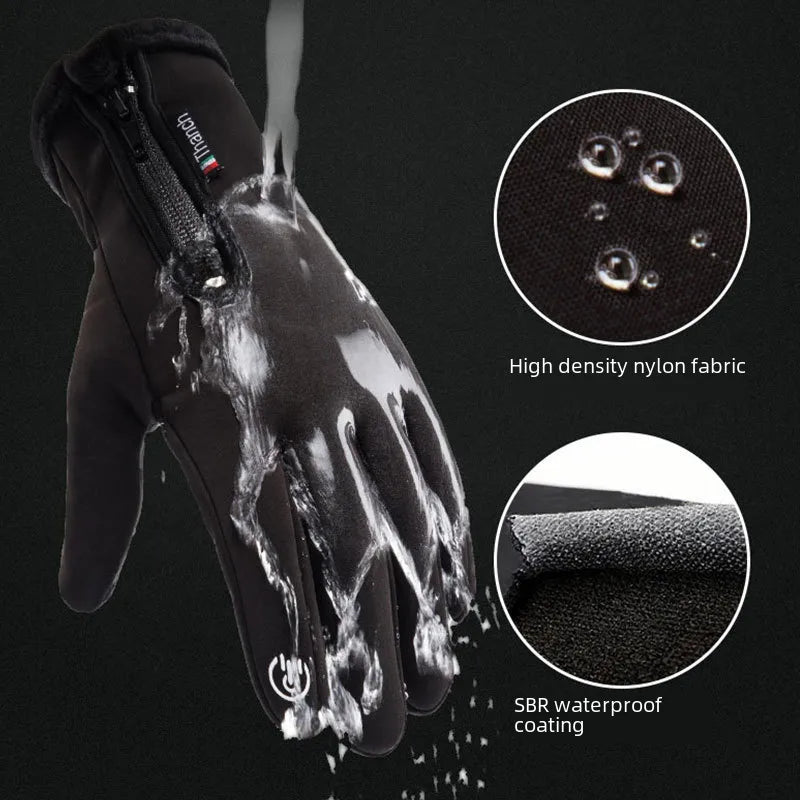 Cycling gloves winter Q9063 Waterproof warm velvet touch screen windproof motorcycle fitness outdoor sports gloves