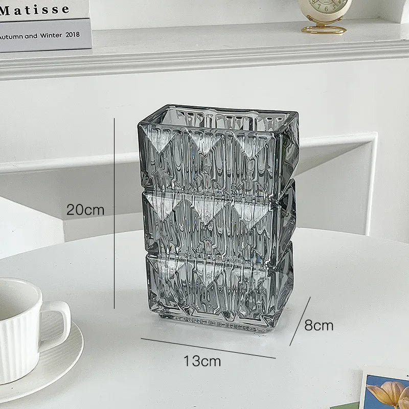 style simple crystal glass vase wholesale hydroponic living room flower arrangement transparent ornaments high-grade net red vase