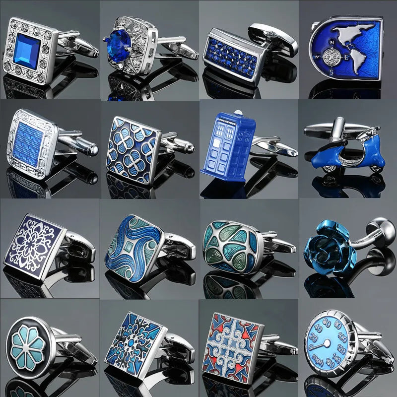 business geometric copper plating men's cufflinks