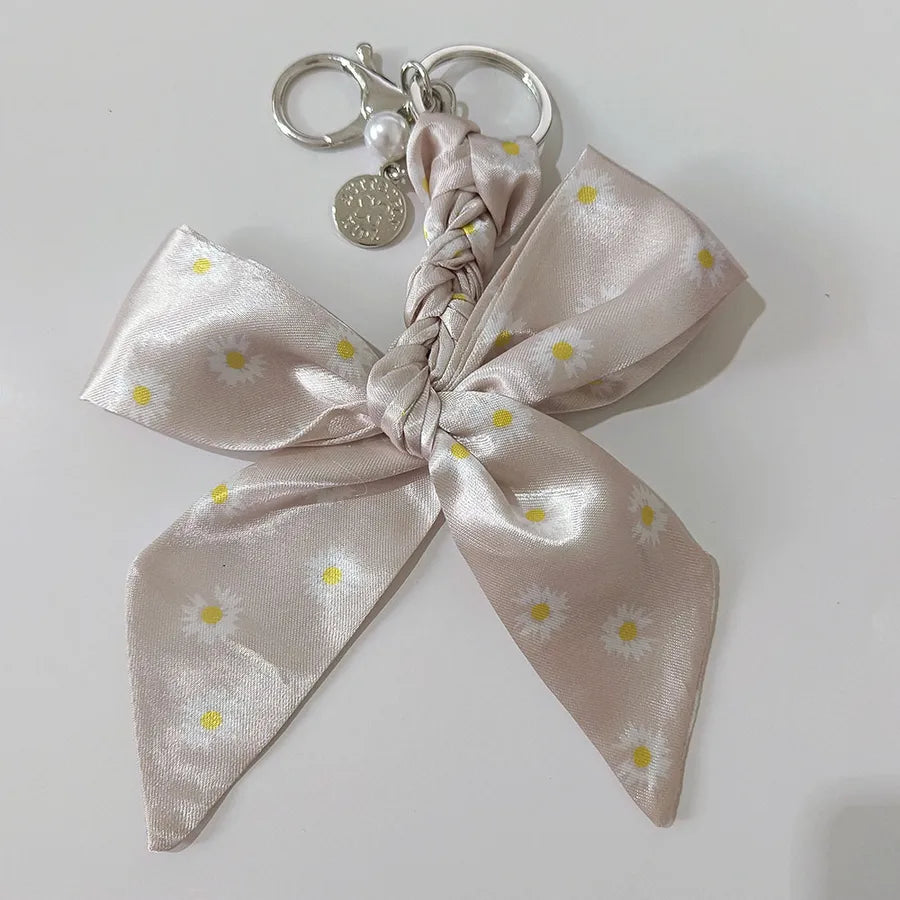Sweet Simple Style Bow Knot Cloth Metal Unisex Bag Pendant Keychain
