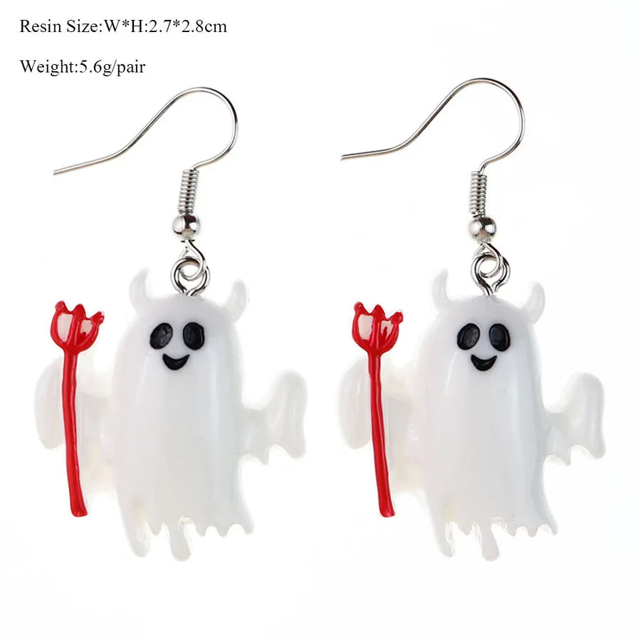 Halloween Series  Ear Rings Scary Funny Personality Skull Spider Ghost Pumpkin Resin Earrings Dangle