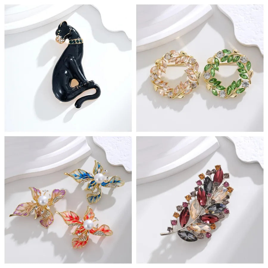 Black Leopard Brooch Pin Men's Women's Formal Western Wear Accessory Elegantly High-End Oil Drop Animal Chest Flower Pin Buckle
