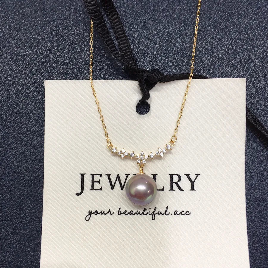 Zhuji high quality 5A grade natural freshwater pearl necklace demon purple Edison fairy chain pearl pendant wholesale