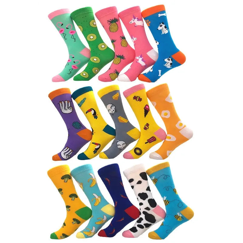 unisex casual geometric cotton crew socks a pair