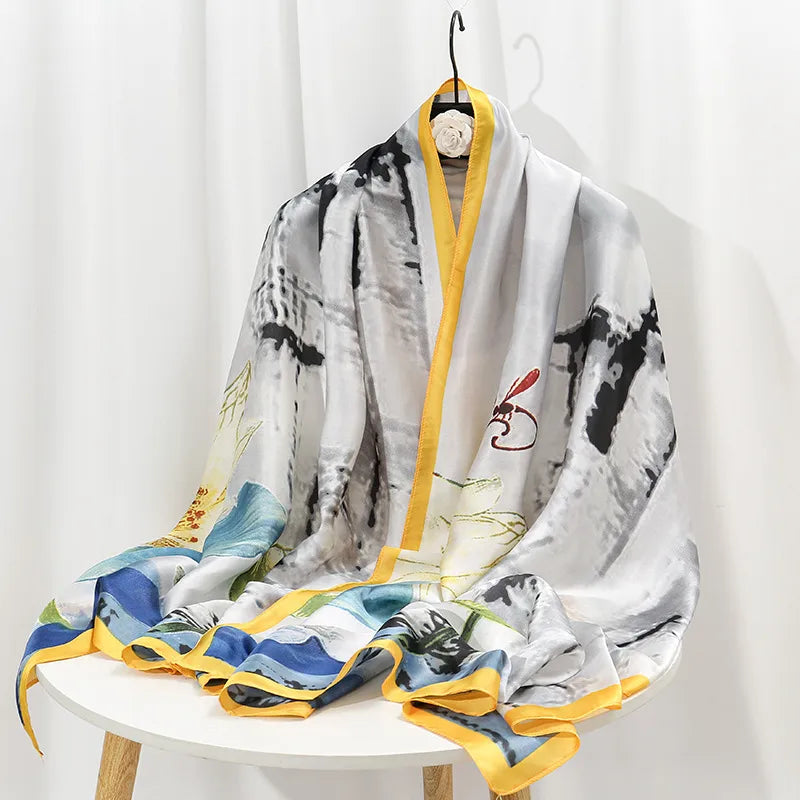 women's lady flower cloud brocade printing scarf
