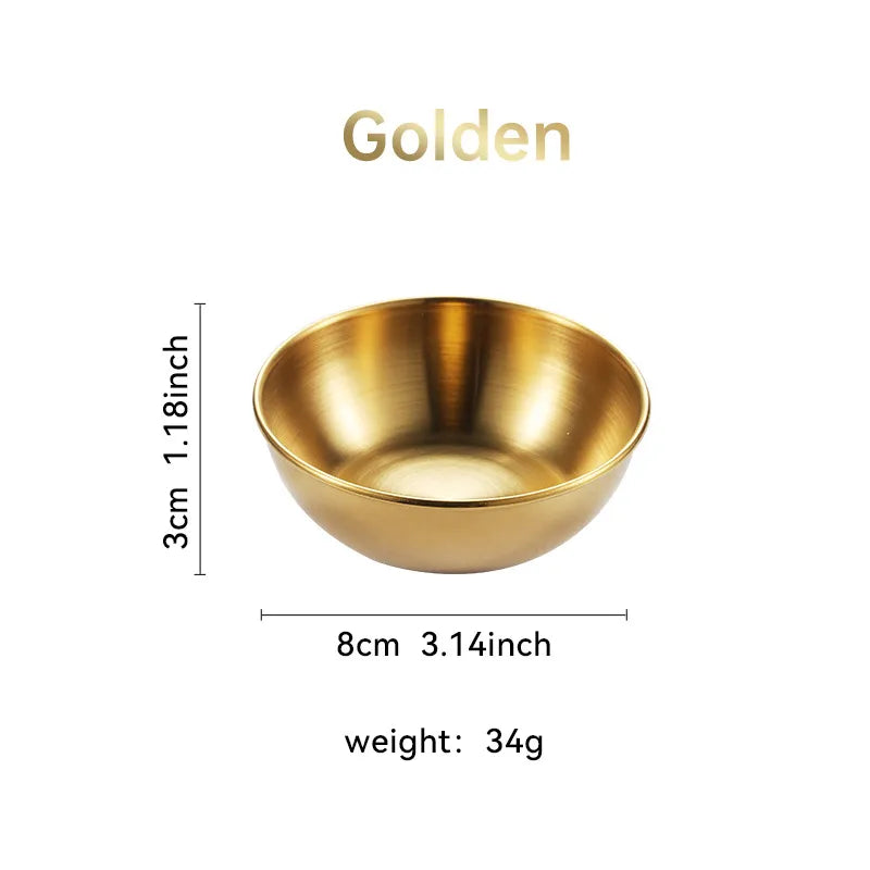 Large Stainless Steel Plate Golden Sauce Seasoning Plate 8-piece Set Household Restaurant Soy Sauce Plate 4-piece Set Dipping Sauce Plate
