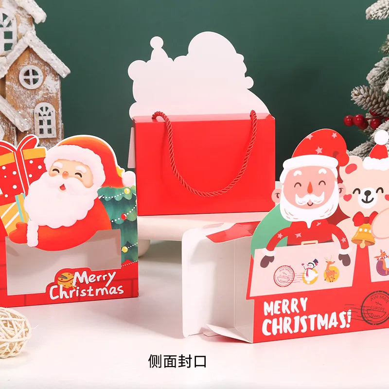 Portable Christmas Santa Claus Cartoon Candy Packaging Box Biscuit Box Snowflake Snack Box For Children Holiday Gift Box