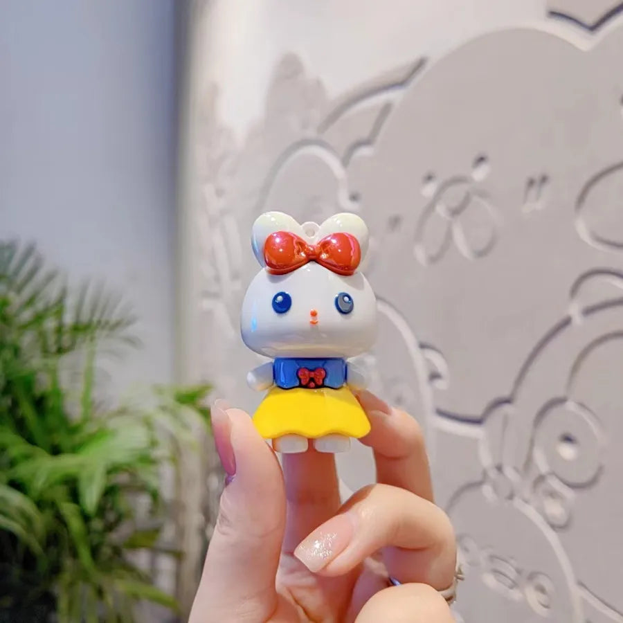 Creative Cartoon Cute Soft Plated Rabbit Doll Car Keychain Women Fashion Elegant Bag Pendant Gift