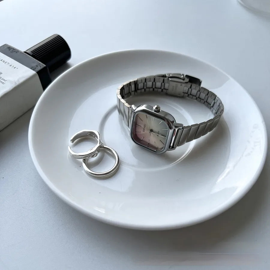 Casual Elegant Luxurious Square Rectangle Single Folding Buckle Quartz Watch