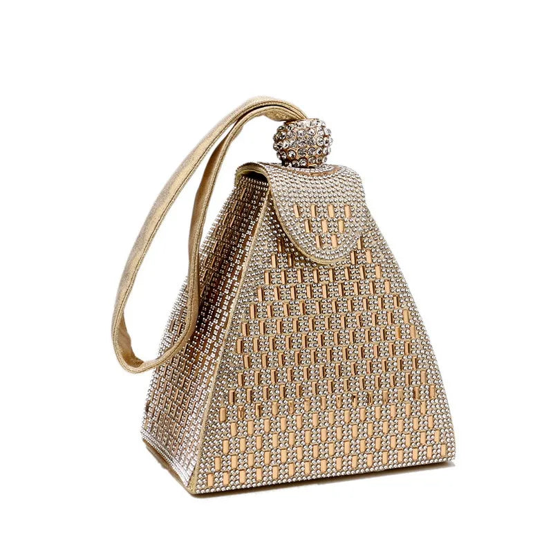 black gold silver pu leather solid color rhinestone evening bags