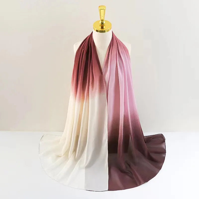 women's casual solid color chiffon printing scarf kerchief