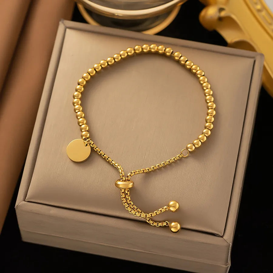 Wholesale Jewelry Elegant Sweet Geometric Heart Shape 304 Stainless Steel Round Plating ball chain cable chain Bracelets Necklace