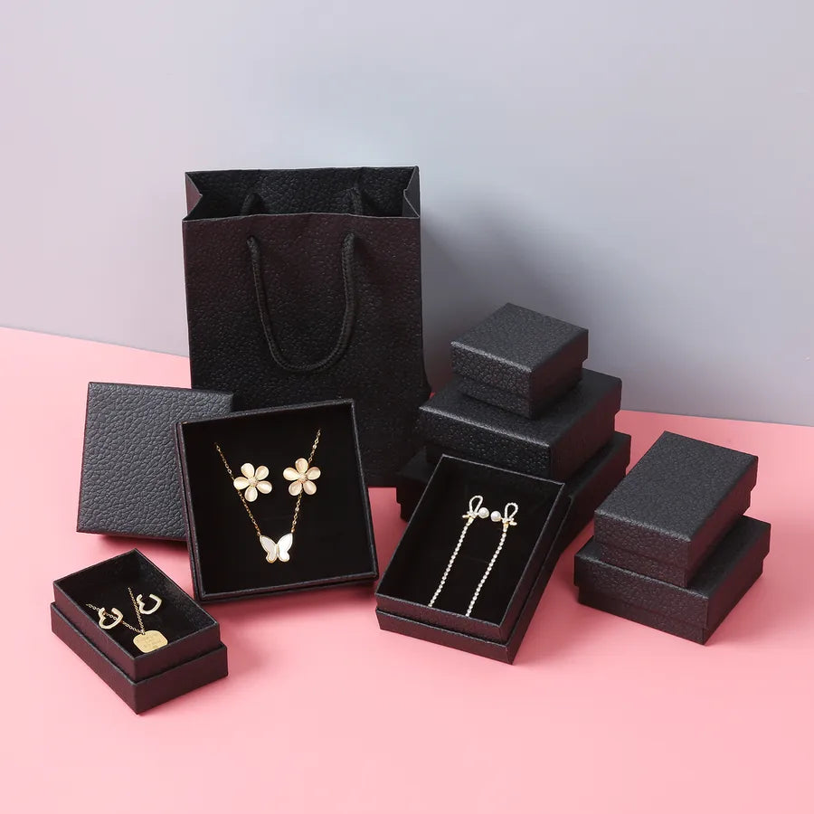 Simple Style Square Solid Color Paper Jewelry Boxes