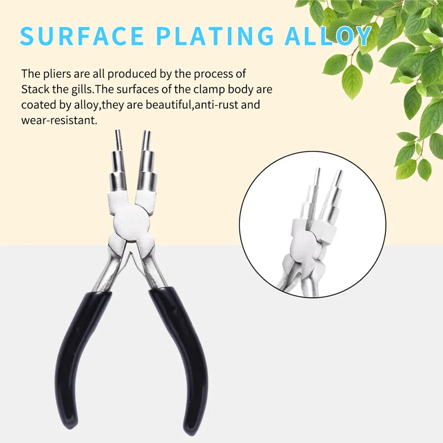 DIY Nickel Iron Round Nose Pliers Jewelry Making Hand Tool Winding Wire Shaping Six Section Pliers Carbon Steel Jewelry Accessories