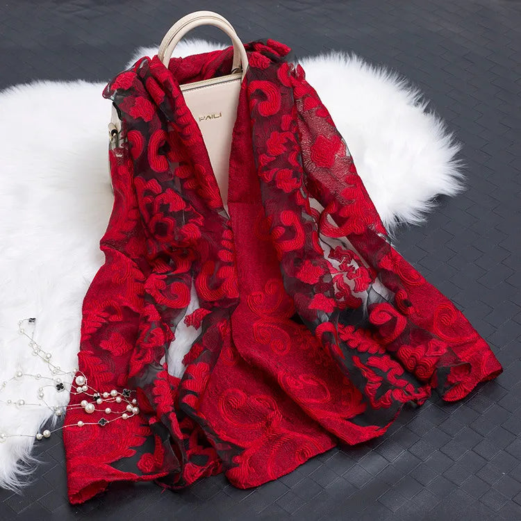 women's simple style color block organza scarf
