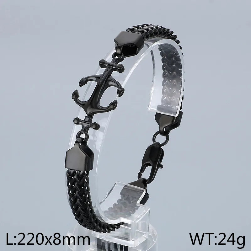 Simple Style Anchor 304 Stainless Steel Patchwork 18K Gold Plated Men's Bracelets