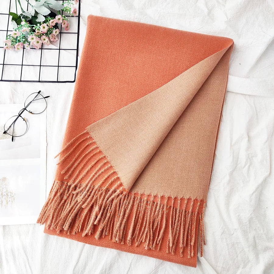 Unisex Sweet Simple Style Solid Color Imitation cashmere Polyester Scarf
