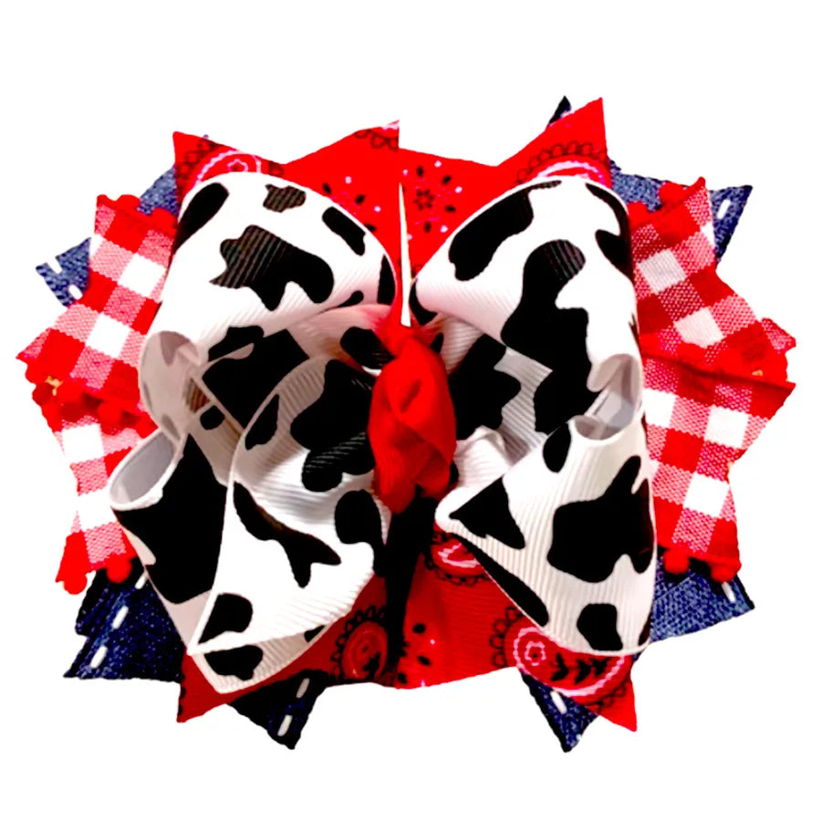 Hot Selling  Milk Bow Western Denim cowgirl   Children's Hairpin