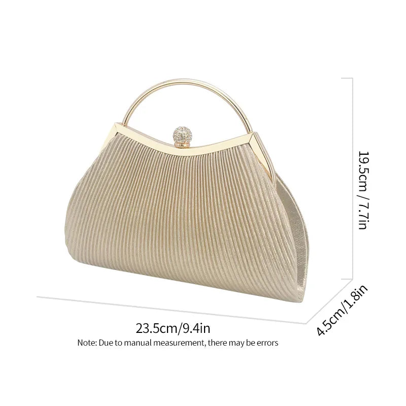 women's all seasons pu leather stripe elegant square lock clasp evening bag
