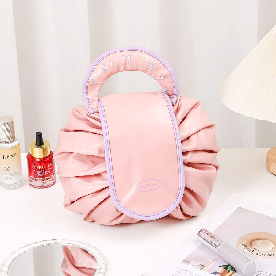 Casual Solid Color Pu Leather Storage Bag Makeup Bags