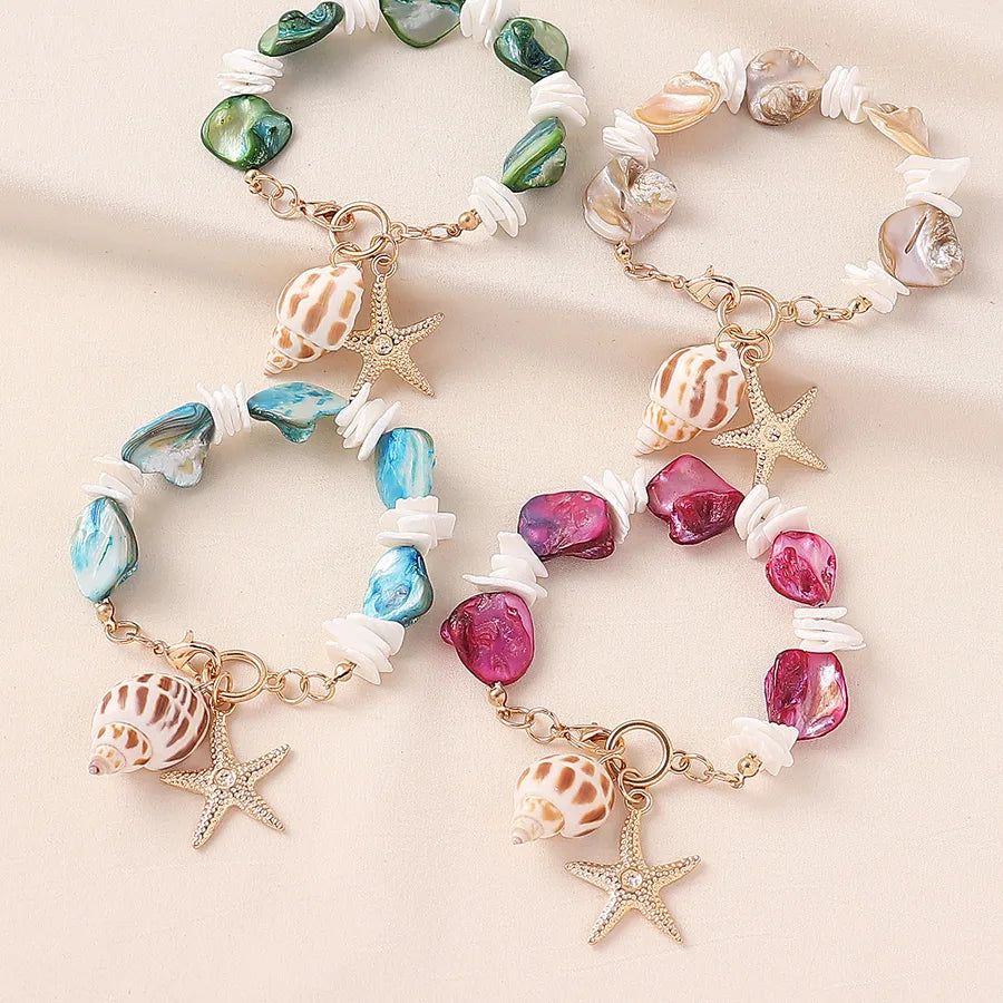 Wholesale Jewelry Vacation Beach Starfish Conch gravel Zinc alloy Anklet