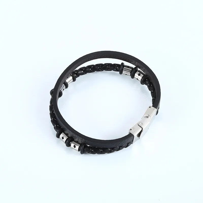 Simple Style Solid Color Pu Leather Plating Men's Bangle Men Cord & Leather Bracelets