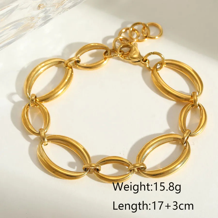 Casual Exaggerated Geometric 304 Stainless Steel 18K Gold Plated cable chain Chain Bracelet In Bulk