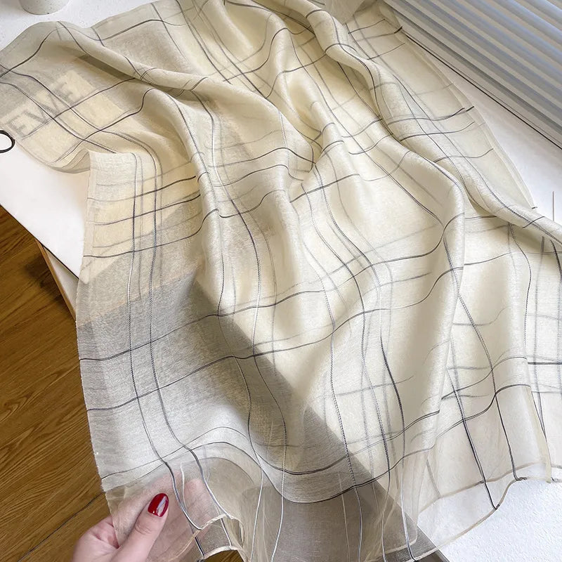 women's elegant stripe  silk fleece silk scarves