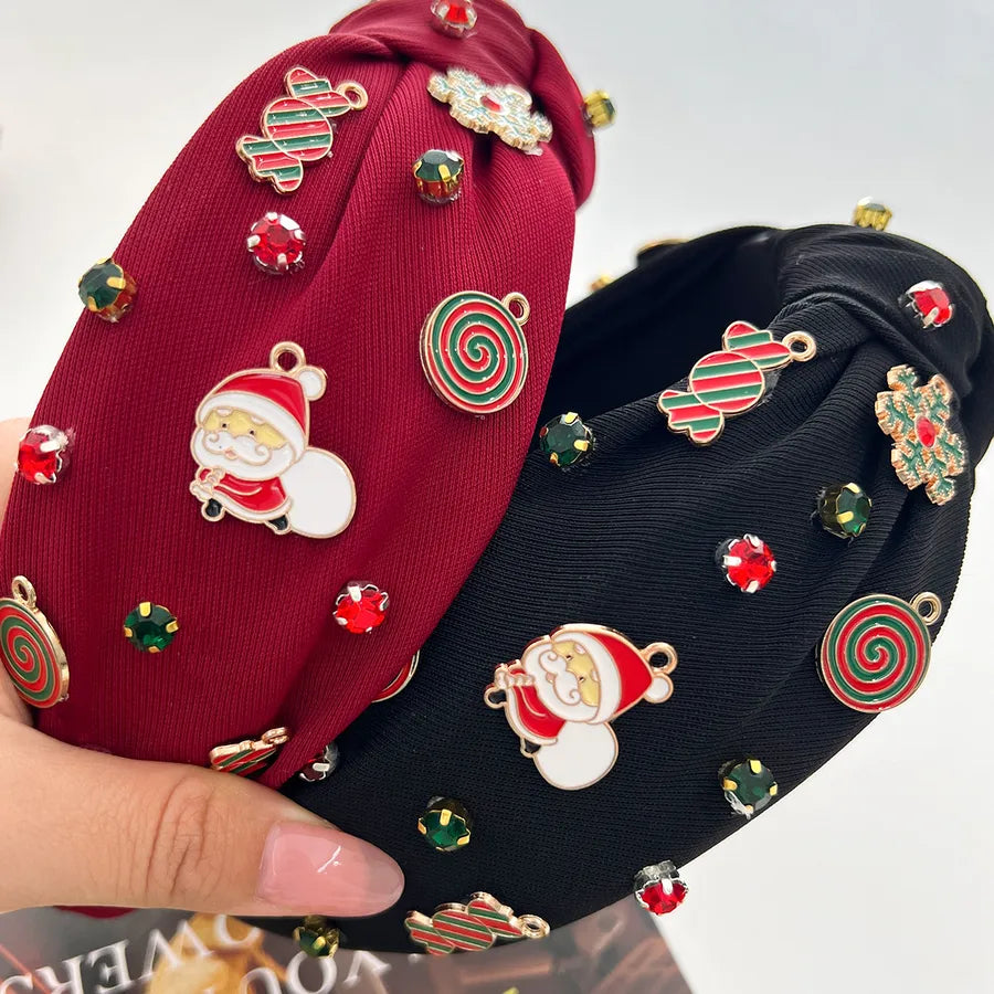 Christmas Candy Santa Claus Snowflake Hairband High Top Knot Festive Hair Accessories Women's Personalized Handmade Hairband