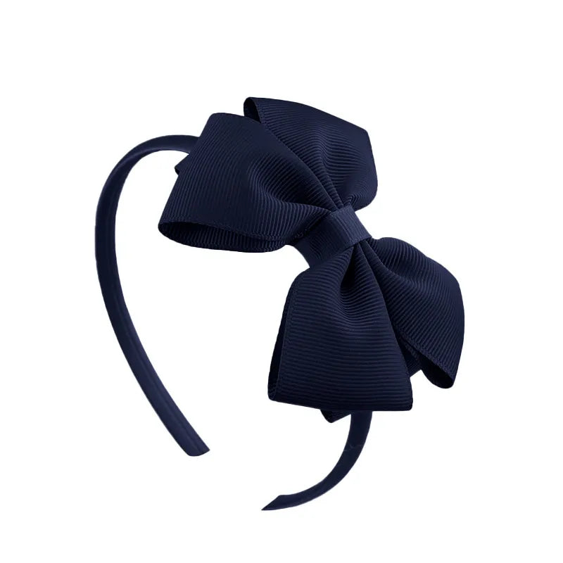 Popular  Kidsren's Pure Color Ribbed Rainbow Bow Head Buckle Small Fresh Versatile Girl Headband Hot Sale