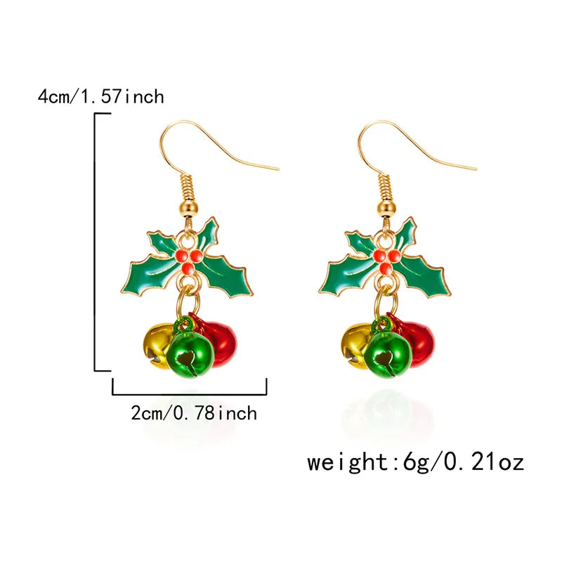 Fashionable Christmas Butterfly Knot Tassel Bell Earrings Elegant Versatile Alloy Iron And Copper Post Earrings