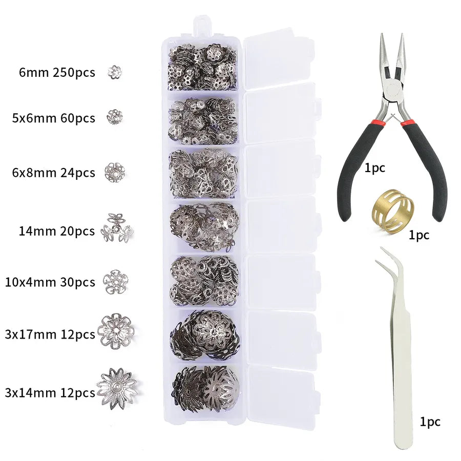 Handmade Beading Jewelry Accessories Kit Earring Hook Bracelet Necklace Material Tool Set Round Circle Chain Metal Simple Design