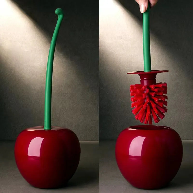 Long handle soft fur toilet brush suit Cherry toilet brush daily necessities  creative plastic cleaning brush toilet brush