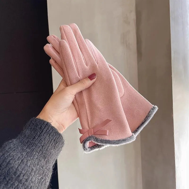 women's simple style solid color velvet polyester gloves 1 pair