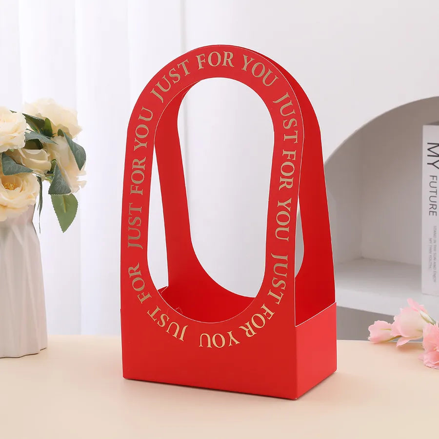 Foldable Handheld Paper Flower Basket Hollow Out Design Valentine's Day Bouquet Box Ins Style Birthday Gift Packaging Box