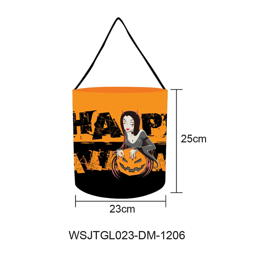 Halloween Candy Bag Pumpkin Shaped Sweet Treat Bag Decoration Arrangement Props Cloth Material Sewing Craft Party Supplies