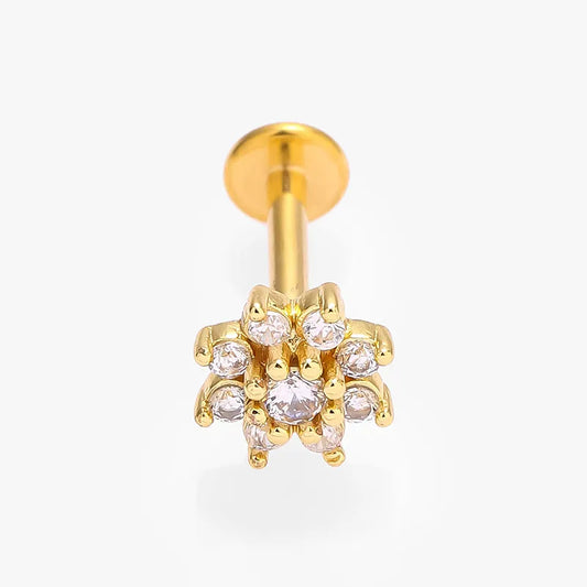 1 Piece Lip Rings Simple Style Commute Leaves Heart Shape Flower 316L Stainless Steel  Inlay Zircon 18K Gold Plated Ear Cartilage Rings & Studs